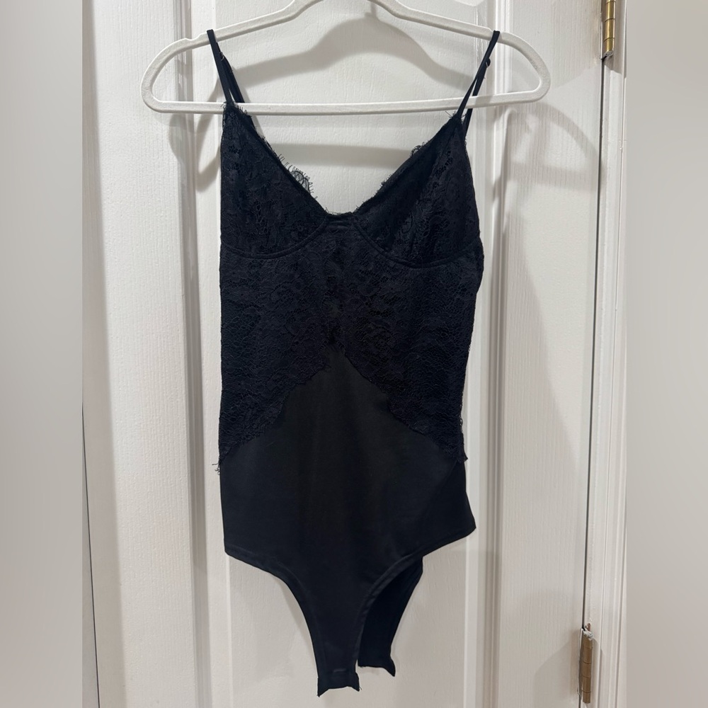 Nasty Gal Black Lace Detail Bodysuit